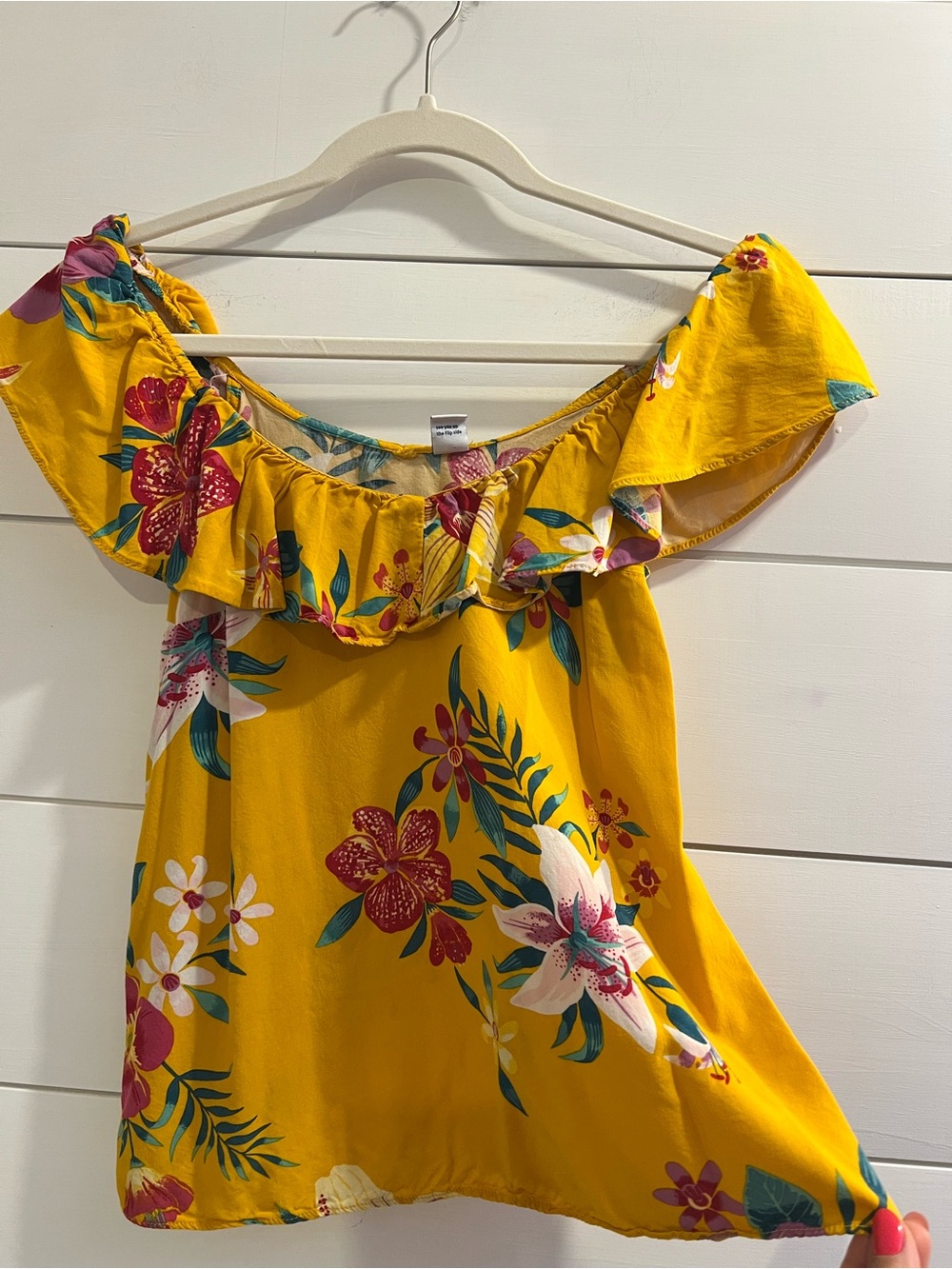 Old Navy Yellow Floral Off-Shoulder Crop Top Womens XS